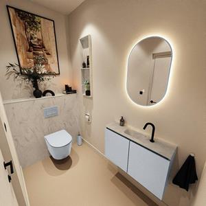 Mondiaz TURE-DLUX 80cm toiletmeubel Clay. EDEN wastafel Opalo positie midden. Met 1 kraangat. TUREDX80CLAM1OPA