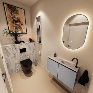 Mondiaz TURE-DLUX 80cm toiletmeubel Plata. EDEN wastafel Glace positie rechts. Met 1 kraangat. TUREDX80PLAR1GLA