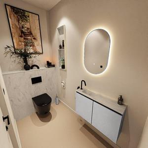 Mondiaz TURE-DLUX 80cm toiletmeubel Plata. EDEN wastafel Opalo positie links. Met 1 kraangat. TUREDX80PLAL1OPA