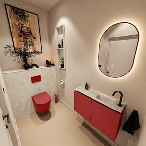 Mondiaz TURE-DLUX 80cm toiletmeubel Fire. EDEN wastafel Ostra positie rechts. Met 1 kraangat. TUREDX80FIRR1OST