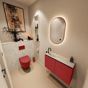 Mondiaz TURE-DLUX 80cm toiletmeubel Fire. EDEN wastafel Ostra positie links. Met 1 kraangat. TUREDX80FIRL1OST