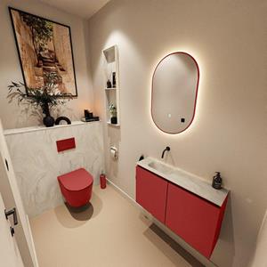 Mondiaz TURE-DLUX 80cm toiletmeubel Fire. EDEN wastafel Ostra positie links. Zonder kraangat. TUREDX80FIRL0OST