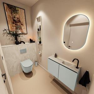 Mondiaz TURE-DLUX 80cm toiletmeubel Greey. EDEN wastafel Ostra positie rechts. Met 1 kraangat. TUREDX80GRER1OST