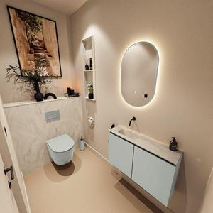 Mondiaz TURE-DLUX 80cm toiletmeubel Greey. EDEN wastafel Ostra positie links. Zonder kraangat. TUREDX80GREL0OST