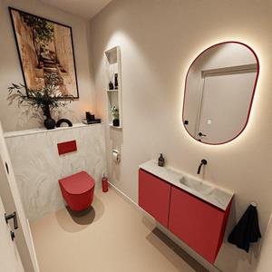 Mondiaz TURE-DLUX 80cm toiletmeubel Fire. EDEN wastafel Ostra positie rechts. Zonder kraangat. TUREDX80FIRR0OST