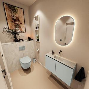 Mondiaz TURE-DLUX 80cm toiletmeubel Greey. EDEN wastafel Ostra positie midden. Zonder kraangat. TUREDX80GREM0OST