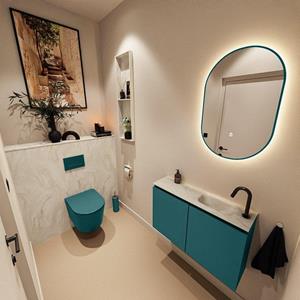 Mondiaz TURE-DLUX 80cm toiletmeubel Smag. EDEN wastafel Ostra positie rechts. Met 1 kraangat. TUREDX80SMAR1OST