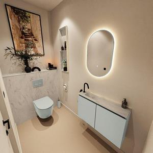 Mondiaz TURE-DLUX 80cm toiletmeubel Greey. EDEN wastafel Opalo positie links. Met 1 kraangat. TUREDX80GREL1OPA