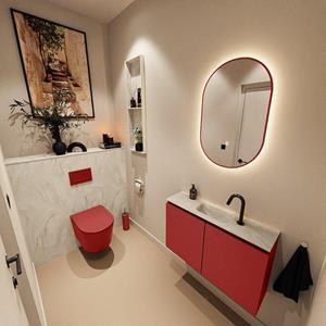 Mondiaz TURE-DLUX 80cm toiletmeubel Fire. EDEN wastafel Ostra positie midden. Met 1 kraangat. TUREDX80FIRM1OST