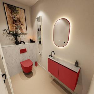 Mondiaz TURE-DLUX 80cm toiletmeubel Fire. EDEN wastafel Opalo positie links. Met 1 kraangat. TUREDX80FIRL1OPA