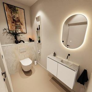 Mondiaz TURE-DLUX 80cm toiletmeubel Talc. EDEN wastafel Ostra positie rechts. Zonder kraangat. TUREDX80TALR0OST