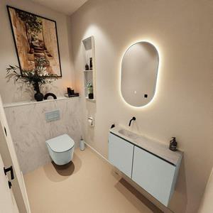 Mondiaz TURE-DLUX 80cm toiletmeubel Greey. EDEN wastafel Opalo positie links. Zonder kraangat. TUREDX80GREL0OPA