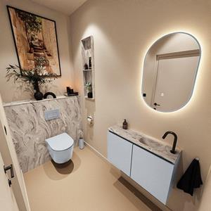 Mondiaz TURE-DLUX 80cm toiletmeubel Clay. EDEN wastafel Glace positie rechts. Met 1 kraangat. TUREDX80CLAR1GLA