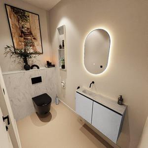 Mondiaz TURE-DLUX 80cm toiletmeubel Plata. EDEN wastafel Opalo positie links. Zonder kraangat. TUREDX80PLAL0OPA