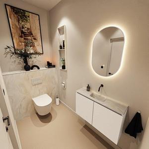 Mondiaz TURE-DLUX 80cm toiletmeubel Talc. EDEN wastafel Ostra positie midden. Zonder kraangat. TUREDX80TALM0OST