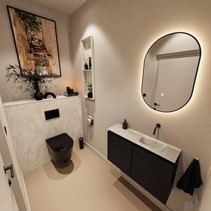 Mondiaz TURE-DLUX 80cm toiletmeubel Urban. EDEN wastafel Ostra positie rechts. Zonder kraangat. TUREDX80URBR0OST