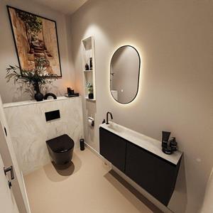 Mondiaz TURE-DLUX 100cm toiletmeubel Urban. EDEN wastafel Ostra positie links. Met 1 kraangat. TUREDX100URBL1OST