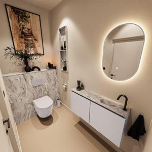 Mondiaz TURE-DLUX 100cm toiletmeubel Cale. EDEN wastafel Glace positie rechts. Met 1 kraangat. TUREDX100CALR1GLA