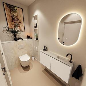 Mondiaz TURE-DLUX 100cm toiletmeubel Talc. EDEN wastafel Ostra positie rechts. Met 1 kraangat. TUREDX100TALR1OST