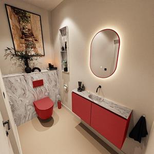 Mondiaz TURE-DLUX 100cm toiletmeubel Fire. EDEN wastafel Glace positie midden. Zonder kraangat. TUREDX100FIRM0GLA