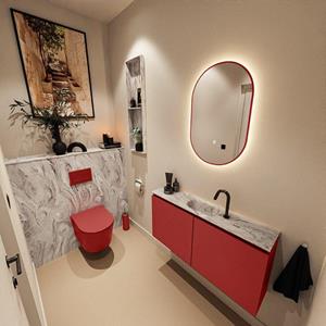 Mondiaz TURE-DLUX 100cm toiletmeubel Fire. EDEN wastafel Glace positie midden. Met 1 kraangat. TUREDX100FIRM1GLA