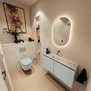 Mondiaz TURE-DLUX 100cm toiletmeubel Greey. EDEN wastafel Ostra positie midden. Zonder kraangat. TUREDX100GREM0OST