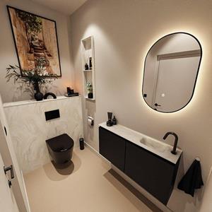 Mondiaz TURE-DLUX 100cm toiletmeubel Urban. EDEN wastafel Ostra positie rechts. Met 1 kraangat. TUREDX100URBR1OST