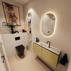 Mondiaz TURE-DLUX 100cm toiletmeubel Oro. EDEN wastafel Ostra positie midden. Met 1 kraangat. TUREDX100OROM1OST