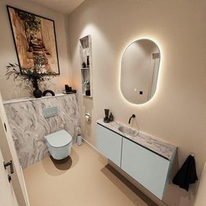 Mondiaz TURE-DLUX 100cm toiletmeubel Greey. EDEN wastafel Glace positie midden. Zonder kraangat. TUREDX100GREM0GLA