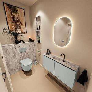 Mondiaz TURE-DLUX 100cm toiletmeubel Greey. EDEN wastafel Glace positie midden. Met 1 kraangat. TUREDX100GREM1GLA