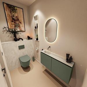 Mondiaz TURE-DLUX 100cm toiletmeubel Army. EDEN wastafel Ostra positie links. Zonder kraangat. TUREDX100ARML0OST