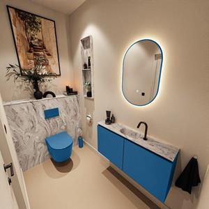 Mondiaz TURE-DLUX 100cm toiletmeubel Jeans. EDEN wastafel Glace positie midden. Met 1 kraangat. TUREDX100JEAM1GLA