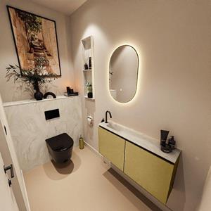 Mondiaz TURE-DLUX 100cm toiletmeubel Oro. EDEN wastafel Ostra positie links. Met 1 kraangat. TUREDX100OROL1OST