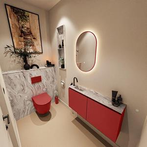 Mondiaz TURE-DLUX 100cm toiletmeubel Fire. EDEN wastafel Glace positie links. Met 1 kraangat. TUREDX100FIRL1GLA