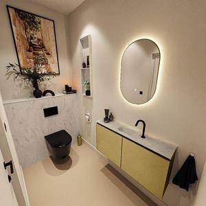 Mondiaz TURE-DLUX 100cm toiletmeubel Oro. EDEN wastafel Opalo positie midden. Met 1 kraangat. TUREDX100OROM1OPA