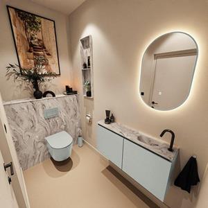 Mondiaz TURE-DLUX 100cm toiletmeubel Greey. EDEN wastafel Glace positie rechts. Met 1 kraangat. TUREDX100GRER1GLA