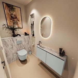 Mondiaz TURE-DLUX 100cm toiletmeubel Greey. EDEN wastafel Glace positie links. Met 1 kraangat. TUREDX100GREL1GLA