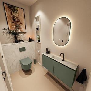 Mondiaz TURE-DLUX 100cm toiletmeubel Army. EDEN wastafel Ostra positie midden. Met 1 kraangat. TUREDX100ARMM1OST