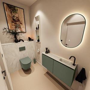 Mondiaz TURE-DLUX 100cm toiletmeubel Army. EDEN wastafel Ostra positie rechts. Met 1 kraangat. TUREDX100ARMR1OST