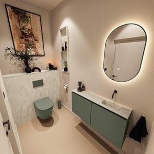 Mondiaz TURE-DLUX 100cm toiletmeubel Army. EDEN wastafel Ostra positie rechts. Zonder kraangat. TUREDX100ARMR0OST