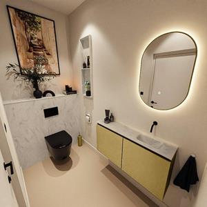 Mondiaz TURE-DLUX 100cm toiletmeubel Oro. EDEN wastafel Opalo positie rechts. Zonder kraangat. TUREDX100OROR0OPA