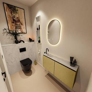 Mondiaz TURE-DLUX 100cm toiletmeubel Oro. EDEN wastafel Opalo positie links. Met 1 kraangat. TUREDX100OROL1OPA