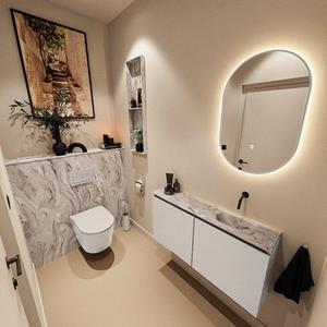 Mondiaz TURE-DLUX 100cm toiletmeubel Linen. EDEN wastafel Glace positie rechts. Zonder kraangat. TUREDX100LINR0GLA