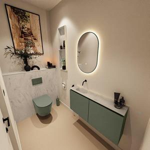 Mondiaz TURE-DLUX 100cm toiletmeubel Army. EDEN wastafel Opalo positie links. Zonder kraangat. TUREDX100ARML0OPA