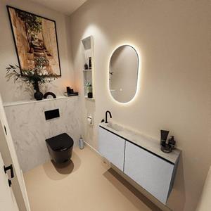 Mondiaz TURE-DLUX 100cm toiletmeubel Plata. EDEN wastafel Opalo positie links. Met 1 kraangat. TUREDX100PLAL1OPA