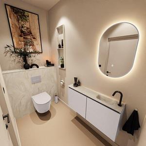 Mondiaz TURE-DLUX 100cm toiletmeubel Cale. EDEN wastafel Ostra positie rechts. Met 1 kraangat. TUREDX100CALR1OST