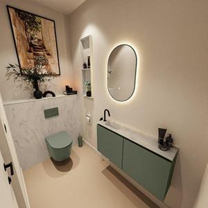 Mondiaz TURE-DLUX 100cm toiletmeubel Army. EDEN wastafel Opalo positie links. Met 1 kraangat. TUREDX100ARML1OPA