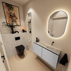 Mondiaz TURE-DLUX 100cm toiletmeubel Plata. EDEN wastafel Opalo positie rechts. Zonder kraangat. TUREDX100PLAR0OPA