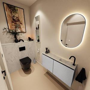 Mondiaz TURE-DLUX 100cm toiletmeubel Plata. EDEN wastafel Opalo positie rechts. Met 1 kraangat. TUREDX100PLAR1OPA