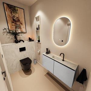 Mondiaz TURE-DLUX 100cm toiletmeubel Plata. EDEN wastafel Ostra positie midden. Met 1 kraangat. TUREDX100PLAM1OST